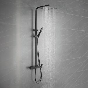 Conjunto de duche quadrado com torneira preta LILLE