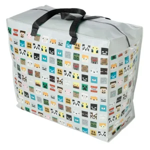 Saco de Arrumação – Minecraft faces 48x54x28cm – Padrão Elegante, Ideal para Roupas, Brinquedos, Roupa de Capa, Edredon e Acessórios, Dobrável e Portátil, Fácil de Limpar, Organizador Versátil, Material Resistente, Design Compacto e Prático para qualquer espaço