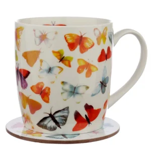 Conjunto Caneca e base – Borboletas