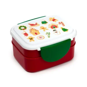 Lancheira Bento Baker Street Natal – Fecho Clip, com Talheres, Hermética, Piquenique