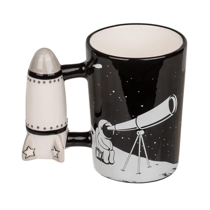 Caneca Astronauta com asa em formato Foguetão, 300 ml, Cerâmica Dolomítica, ca. 14 x 12 cm, Prenda Criativa para Fãs do Espaço - Image 5