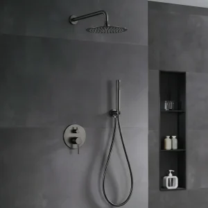 Duche de embutir gun metal com chuveiro de mão – MONZA