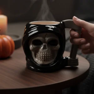 Caneca 3D com Rosto de Ceifeiro, 16,5 x 11 cm – Prenda Macabra e Incrível para Fãs de Horror