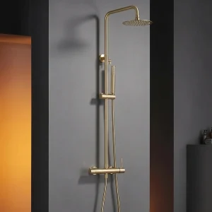 Rampa de duche extensível ouro escovado c/ chuveiro de mão – MONZA